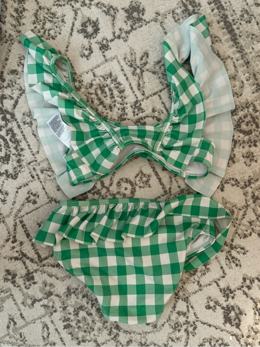 Janie and Jack/ Green Gingham Ruffle Two-Piece Swimsuit / Size 7